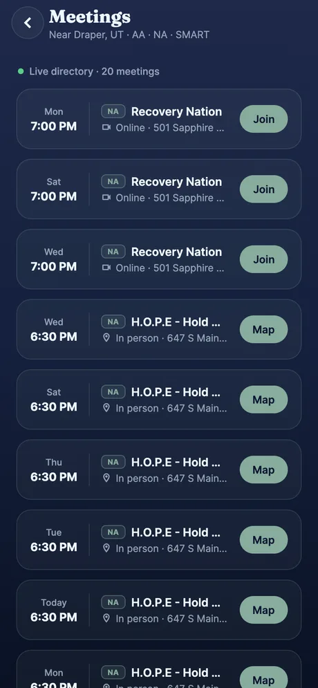 OneWay alumni app — Meeting finder